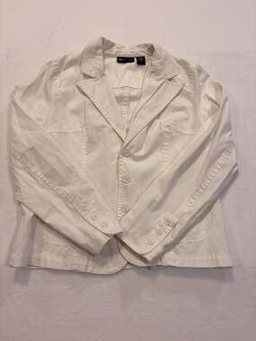 (r)elativity Women's White 100% Cotton Button-Front Blazer Jacket Size XL